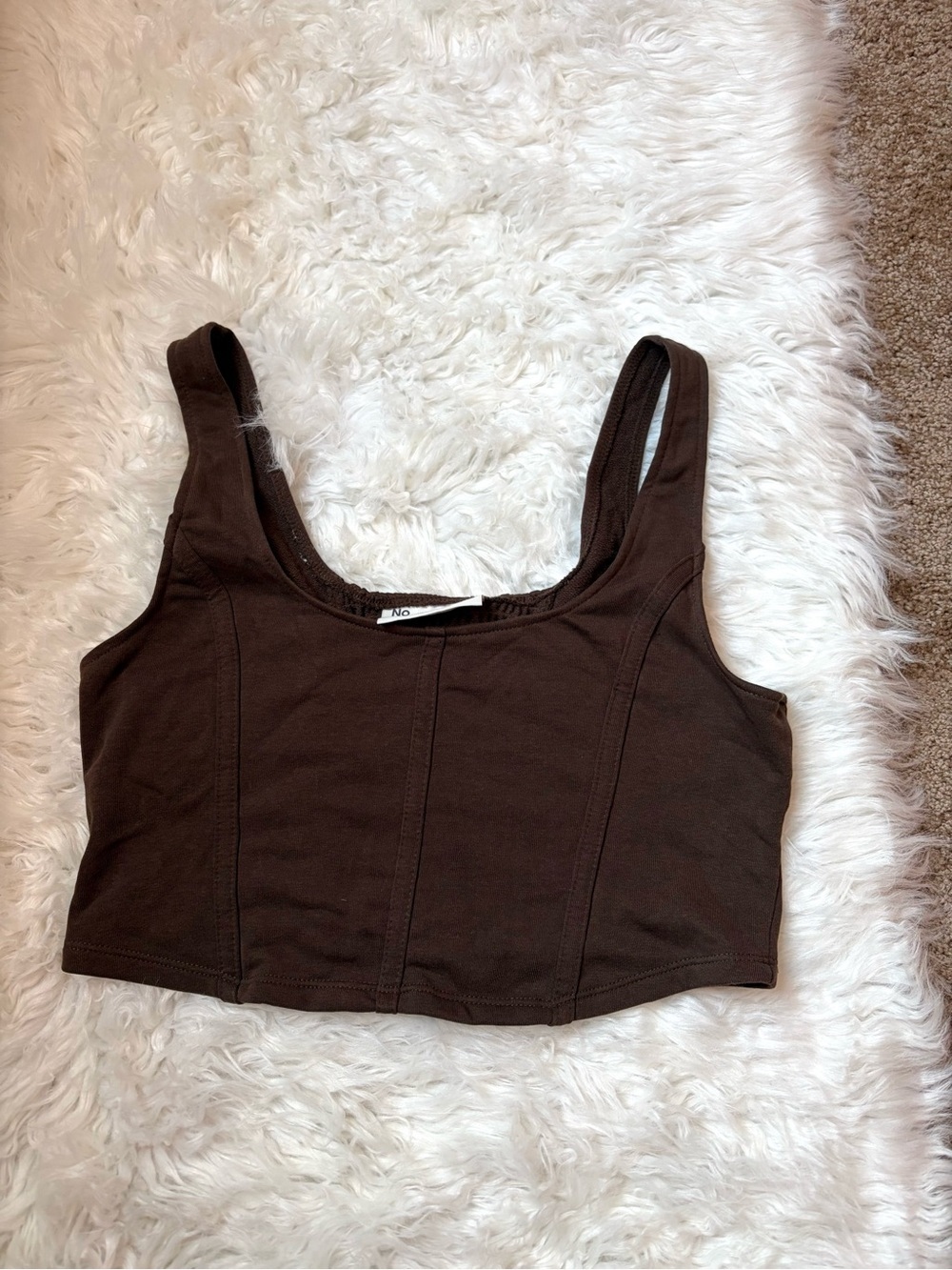 Brown Corset-Style Crop Tank Top
